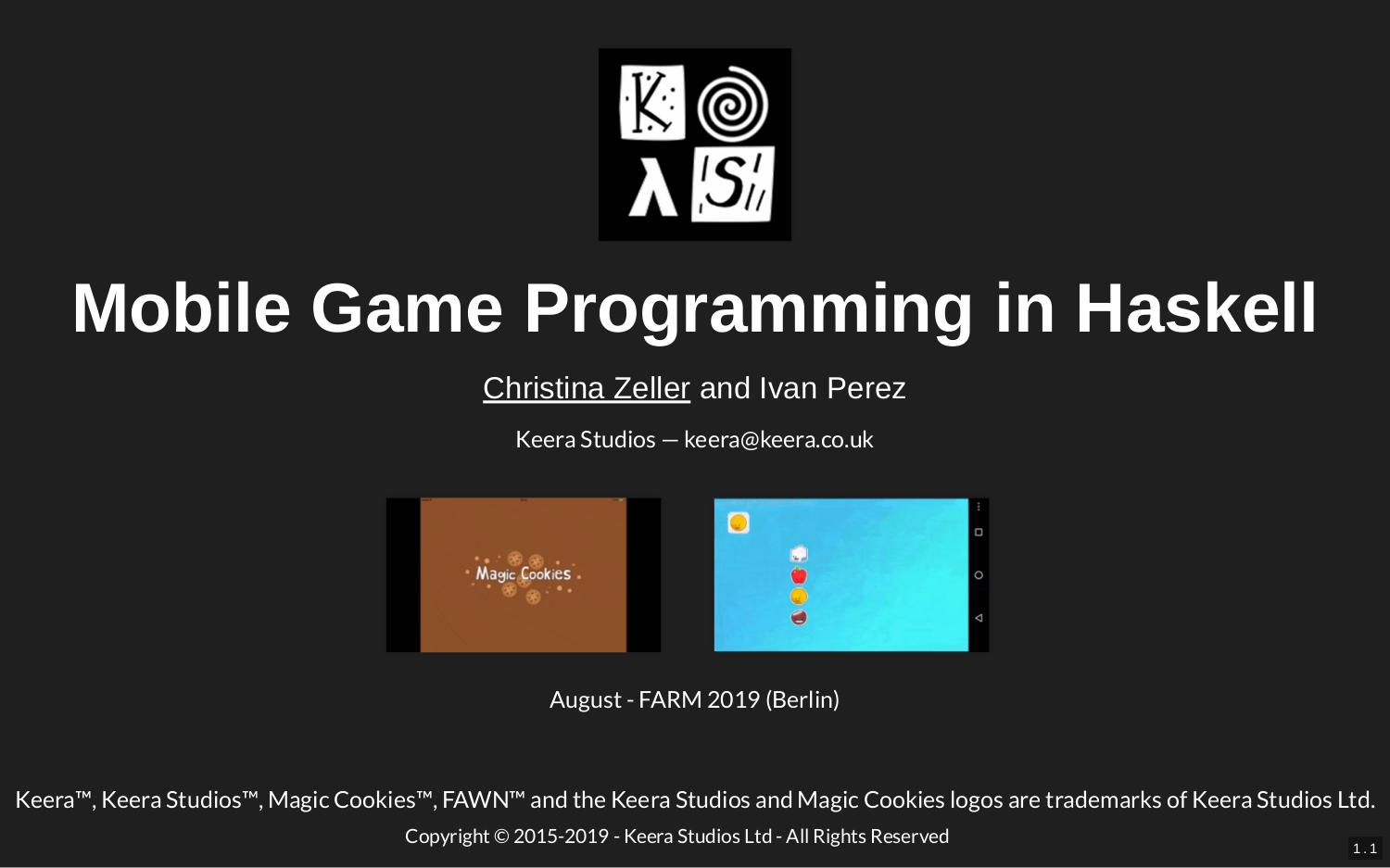 Mobile Game Programming in Haskell - FARM 2019 [Talk]